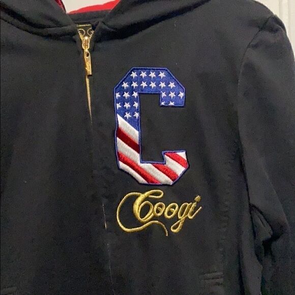 COOGI Black zippered hoodie sweatshirt/ sweater L - Picture 2 of 13